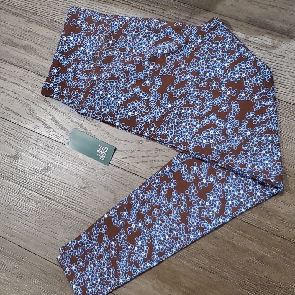Wild Fable Juniors Brown/Blue High-Waisted Floral Leggings